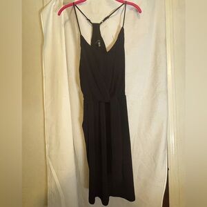 NWT 1.State Black Spaghetti Strap Dress w/ Front Tie and Pockets Size Large